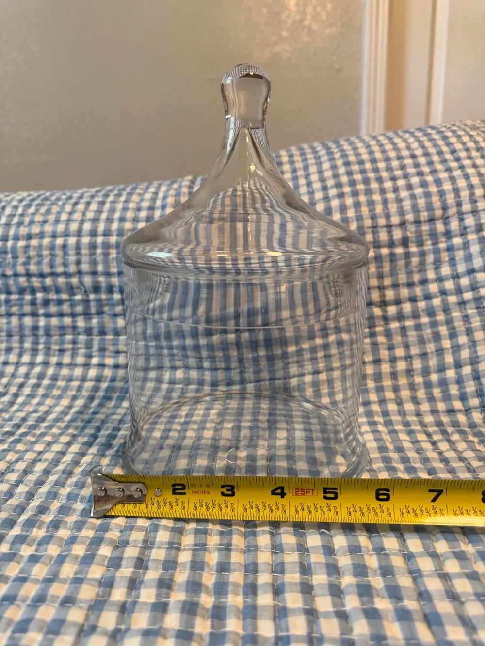 Clear Glass Cylinder Lidded Jar Canister Handle Lid 9